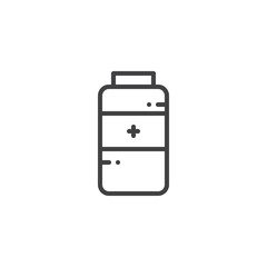 Medications jar line icon, medications jar outline vector sign, linear style pictogram isolated on white. Symbol, logo illustration. Editable stroke