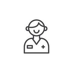 Doctor line icon, outline vector sign, linear style pictogram isolated on white. Symbol, logo illustration. Editable stroke
