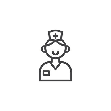 Nurse line icon, outline vector sign, linear style pictogram isolated on white. Symbol, logo illustration. Editable stroke