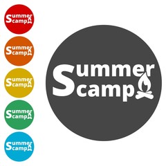 Summer camp icons set - Illustration 