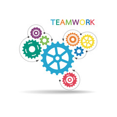 Gears wheels over white background. teamwork creative concept. colorful design. Vector illustration