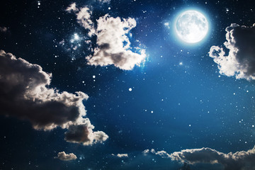 Fototapeta na wymiar Night sky with stars and moon