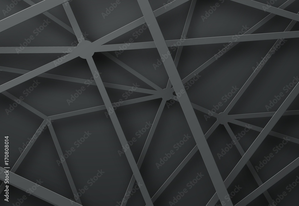 Poster vector black background template with intersecting lines with shadow.