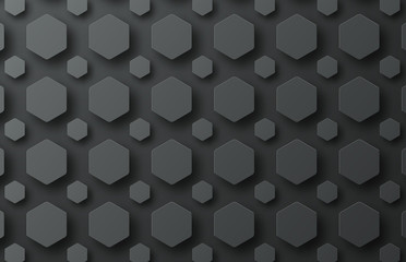 Design of a black vector background with hexagons of various sizes