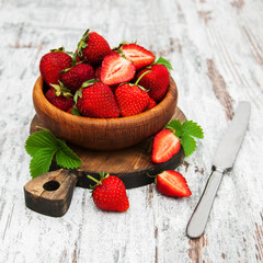 Bowl with fresh strawberries