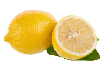 yellow lemon isolated on over white background