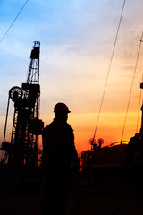 oil field, the oil workers are working