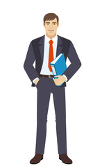 Businessman with hand in pocket holding a folder