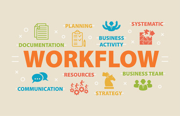 Fototapeta premium WORKFLOW. Concept with icons.
