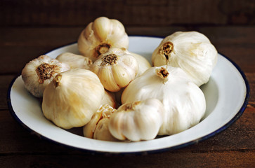 Garlic on black background