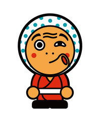 Japanese hyottoko mask cartoon illustration