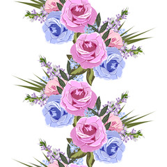 Seamless vintage pattern with beautiful roses. Hand-drawn floral background for textile, cover, wallpaper, gift packaging, printing.Romantic design for calico.