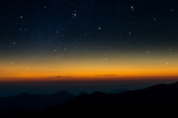 Fototapeta na wymiar Silhouettes Mountain and Sky