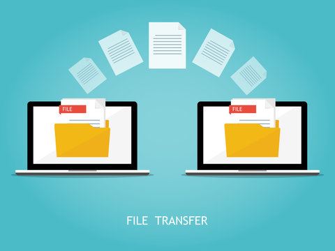 Laptop File Transfer Vector