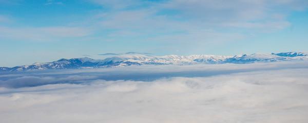 Mountain above the clouds. Balkan mountain or Old mountain above the clouds