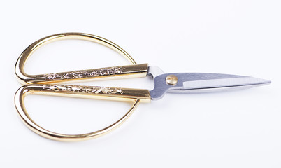 Sewing scissors on white background. Isolated.