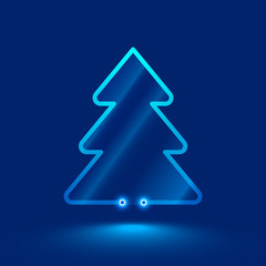 Fototapeta premium Simple christmas tree from neon and glass. technology electronics style. VECTOR