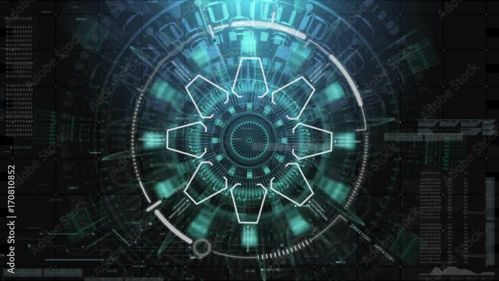 Poster Hi-tech user interface head up display for background computer desktop screen display