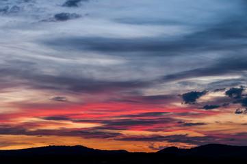 Majestic sunset in the mountains landscape