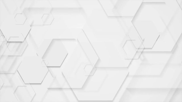 Abstract grey tech motion background with hexagons. Video seamless looping animation Ultra HD 4K 3840x2160
