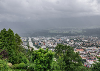 Obraz premium The city Innsbruck of bird's-eye view , Austria