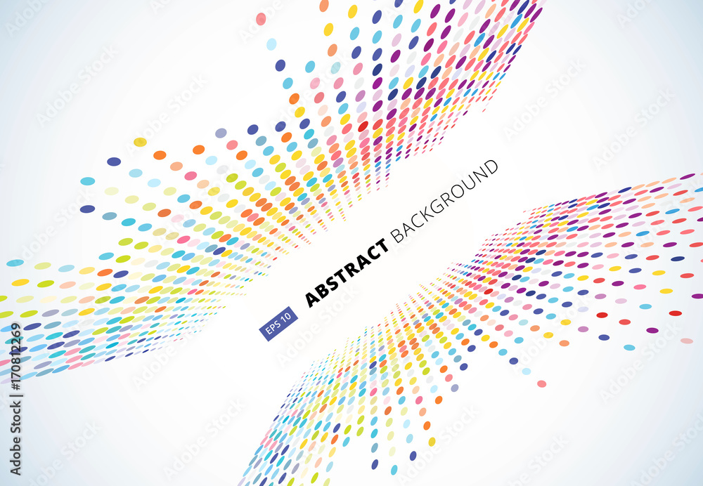 Poster abstract colorful halftone texture dots perspective pattern. vector