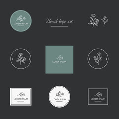 Floral logo collection. Logos, badges, emblems, logotypes design. 