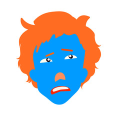 Sad man with a blue face