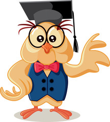 Naklejka premium Cute Owl with Graduation Cap Vector Cartoon