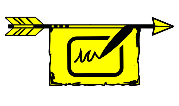 signature sur fl&egrave;che indienne jaune