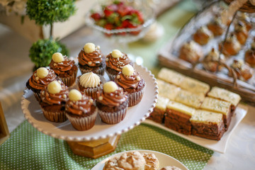 close up of chocolate mini cupcakes