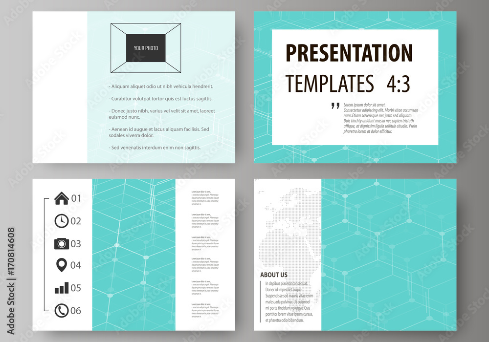 Poster set of business templates for presentation slides. abstract vector layouts in flat design. chemistry