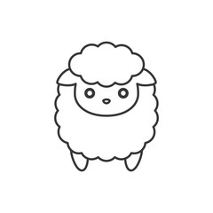 Cute cartoon sheep, line icon