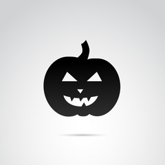 Horror pumpkin head. Helloween vector icon.