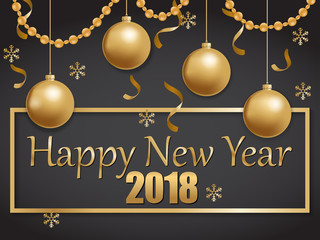happy new year 2018 gold and black