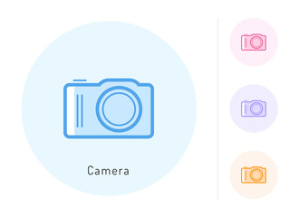 Obraz premium Camera icon vector. Camera symbol for your web site design, logo, app. One of a set of linear electronics icons.