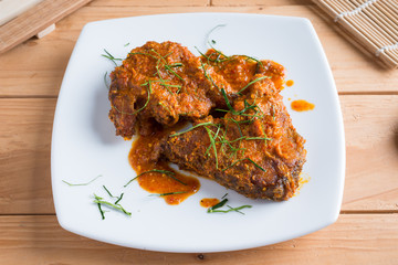 Spicy Herb with Fried Fish, Thai Cuisine