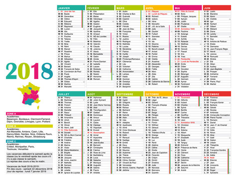 Calendrier annuel professionnel 2018 multicolore II. 