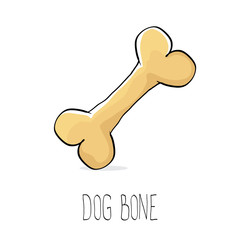 vector funny cartoon cute brown dog bone
