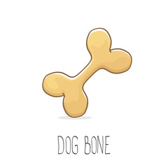 vector funny cartoon cute brown dog bone