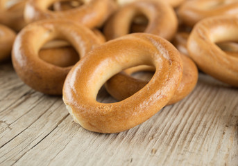 Bagels on an wooden table