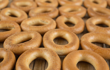 Bagels on an wooden table