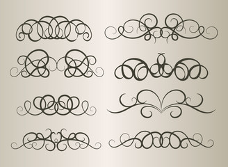 Vintage decor elements and wicker lines in vector.