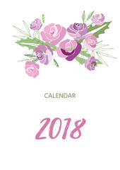 Vintage floral calendar 2018