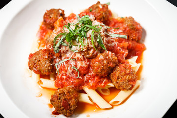 Meatball penne pasta