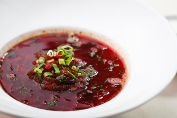 Beetroot soup with meat
