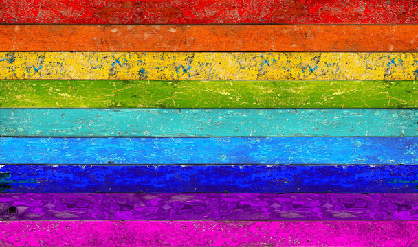 colorful vibrant panorama rainbow wooden planks background texture pattern / holz panorama hintergrund bunt regenbogen farbenfroh vorlage textur