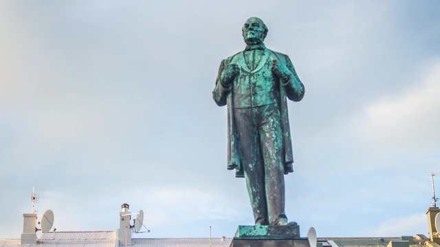 REYKJAVIK, ICELAND - AUGUST 16, 2017- Jon Sigurdsson Statue in Austurv&ouml;llur Park