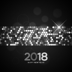 Obraz na płótnie Canvas Happy New Year 2018 abstract black and white shimmer background