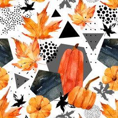 Handgetekend vallend blad, doodle, waterkleur, krabbeltexturen voor herfstontwerp